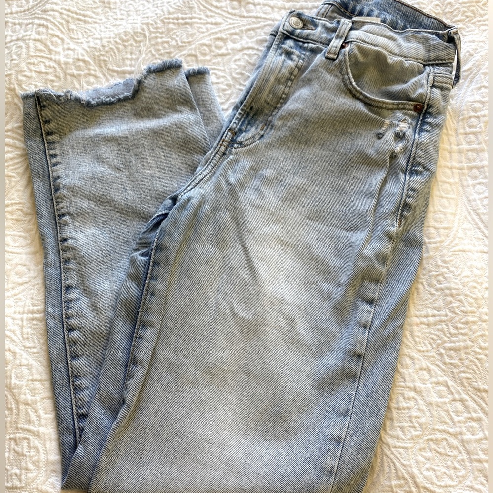 light blue wash denim jeans